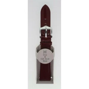 Hirsch Diva Uhrenarmband echtes Leder marsala Lack Dornschließe 16mm Länge m - Foto 1 di 2
