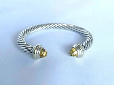 Pulsera David Yurman Plata de Ley 7mm Cable Citrino con Oro 14K Foto 1 de 4
