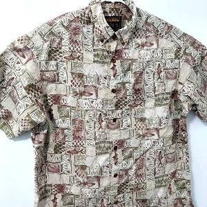 Woolrich Shirt Mens Large Fishing Vintage Design Multicolor Lure Trout Retro L - Picture 1 of 11