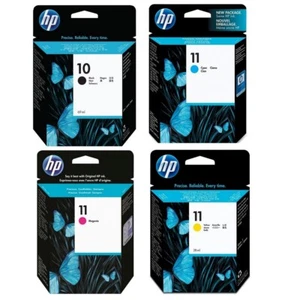Genuine HP 10 Black + HP 11 Cyan Magenta Yellow Ink Cartridges - Picture 1 of 1