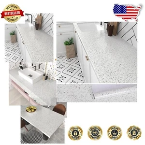 Upgrade Your Space with Oil-Proof White Marble Contact Paper - 14.5 Sq. Ft. - Picture 1 of 10