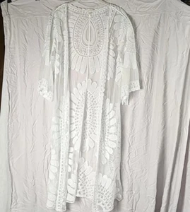 Adiva Lacy Lingerie Cover Up XL Sheer Lace Open Front Bathing Suit Fairy Robe - Picture 1 of 11