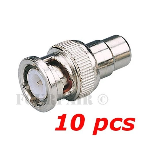 10 Pack Lot BNC Male Plug to RCA Female Jack Coax Cable Video Adapter Connector - Image 1 of 1