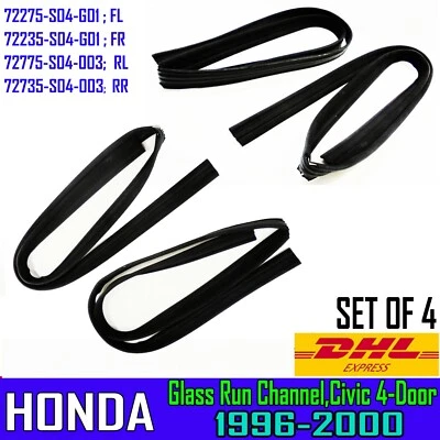 Fit Honda Civic Sedan 1996-00 窗玻璃扫地运行通道橡胶风向标 — 第 1/4 张图片