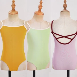 Kids Girls Leotard Camisole Dancewear Ice Skating Bodysuit Performance Yoga - Picture 1 of 32