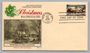Winter in the Country 1974 Fleetwood FDC Christmas with Currier & Ives Sc#1551 - Picture 1 of 2
