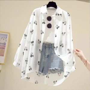 Blusa Mickey Mouse Damas Manga Larga Mujeres Camisa Playa Camisas Kawaii Dibujos Animados - Imagen 1 de 16