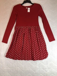 Gap Kids Dress Girl's Size XL 12 Yrs Red White Hearts Soft Knit Valentines NWT - Picture 1 of 12