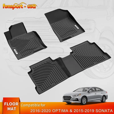 All Weather Floor Mats Liners For 2016-2020 Kia Optima 2015-2019 Hyundai Sonata Foto 1 de 4