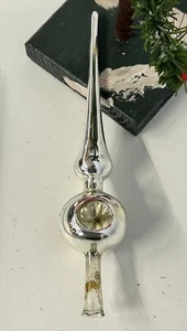 3196/24 Alte KLEINE Christbaumspitze silber Reflexkugel für Federbaum - Picture 1 of 5