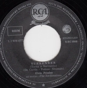 ELVIS PRESLEY SURRENDER / LONELY MAN 1961 RECORD YUGOSLAVIA 7" - Bild 1 von 4