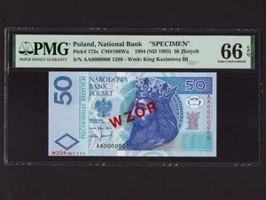 Poland:P-175s, 50 Zlotych, 1994 (1995) * Specimen * PMG Gem UNC 66 EPQ * - Picture 1 of 2