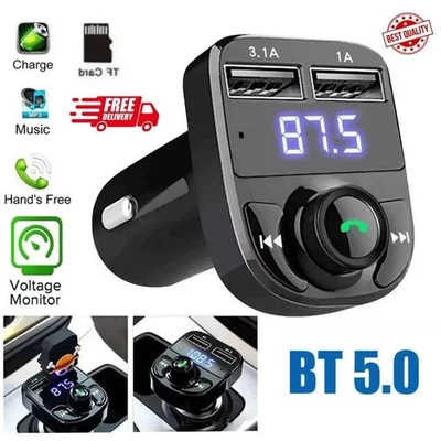 Car Wireless Bluetooth FM Transmitter MP3 Player USB Car Charger Adapter UK - Image 1 of 4