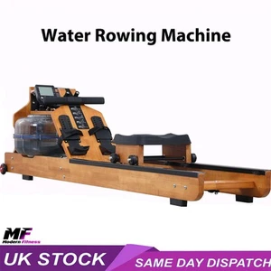 Water Rowing Machine Sustainable Wooden Frame LCD Screen - Modern Fitness - Picture 1 of 6