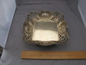 Fine GORHAM Victorian GILT Sterling Square SERVING BASKET DISH-Hand Chased-1891 - Picture 1 of 8