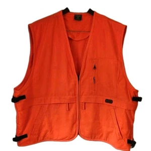 VTG Cabela's Blaze Orange Hunting Game Bird Vest XL Multiple Zippered Pouches - Picture 1 of 21