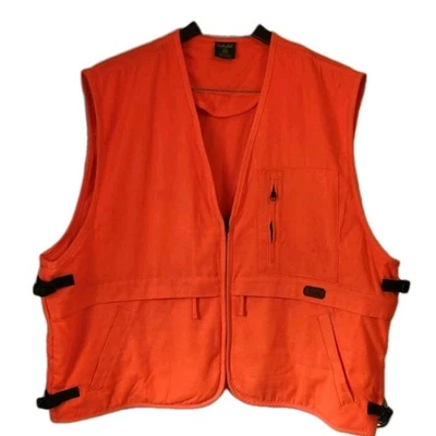 VTG Cabela's Blaze Orange Hunting Game Bird Vest XL Multiple Zippered Pouches - Image 1 of 4