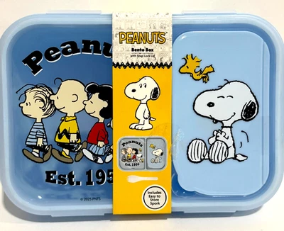 Peanuts Bento Box with Snap Lock Lid and Spork – Charlie Brown & Snoopy - Image 1 of 3