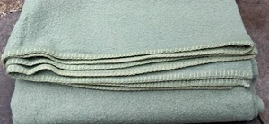 Vintage Woollen Blanket Pale GREEN 181 cm x 207 cm Good condition. - Picture 1 of 11