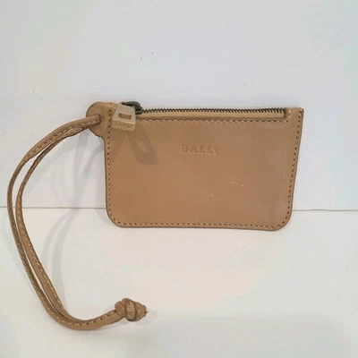 Auténtico Mini Estuche para Monedas de Cuero Marrón Bally Pequeña Cartera Bolsa Cremallera 3x2 Correa Dije  Foto 1 de 4