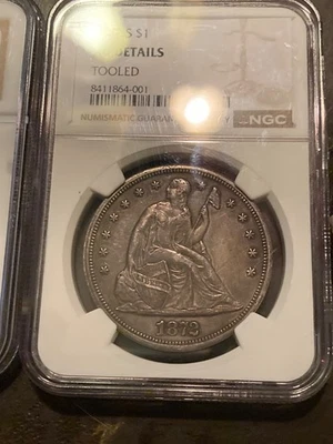 1872-S Seated Liberty Silver Dollar $1 Coin - NGC AU Details - Rare S Mint ! - Image 1 of 4