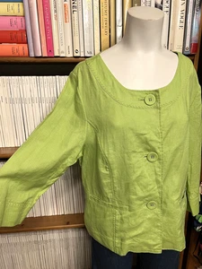 Chaqueta Blazer Steilmann Damas 16 Lino Puro Verde Sin Estructura - Imagen 1 de 11