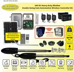 Gate Opener - Solar Powered Heavy Duty Double Gate Motor and Wireless Controller - Picture 1 of 12