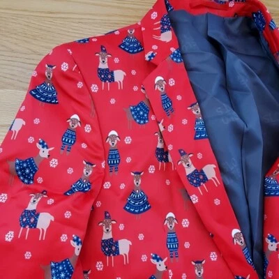 New Suslo novelty Christmas jacket Llamas Jacket Sz S Sport Coat Ugly sweater - Image 1 of 4