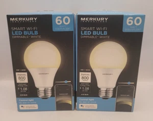 Merkury Innovations Smart Wi-Fi LED Adjustable Brightness White Bulb 2 Packs - Picture 1 of 4