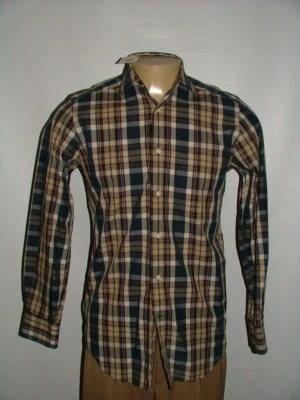 NEW WT DAVID DONAHUE CASUAL SHIRT SIZE S 100% COTTON BLUE WHITE PLAIDS #230 - Image 1 of 4