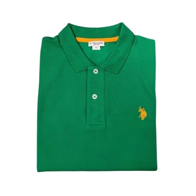 U.S. Polo Assn. - Polo a manica corta Card in cotone verde logo ricamato arancio - Imagen 1 de 3