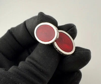 Gemelli BVLGARI in argento sterling con pietra rossa - Immagine 1 di 4