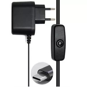 5V US/EU Plug USB-C Power Supply Adapter ON/OFF Switch Cable For Raspberry Pi 4 - Photo 1 sur 12