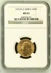 1930 SA South Africa Gold 1 Sovereign PCGS MS 63 - Picture 1 of 1