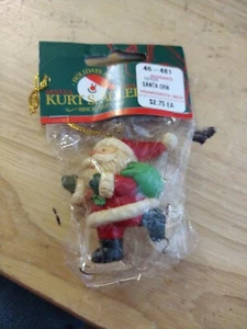 Kurt Adler Santa Christmas Ornament Gold Bell Satchel w Holly Vintage New Sealed - Picture 1 of 8