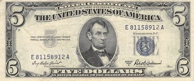 USA   $5  Series of 1953 A  Block  E - A  Circulated Banknote Z18 - Image 1 of 2