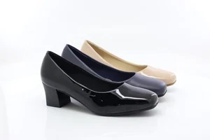 Comfort Plus Karly Ladies Block Heel Casual Smart Slip-On Wide Fit Court Shoes - Imagen 1 de 12