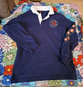Rowing Blazers X Target Boys XL 14 Navy Blue Long Sleeve Polo Shirt Rose Patch  - Picture 1 of 7