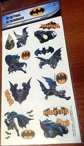 NEU! VERSIEGELTES PAKET 1 BLATT - 16 VERSCHIEDENE BATMAN TEMPORÄRE TATTOOS PARTYGESCHENKE - Bild 1 von 1