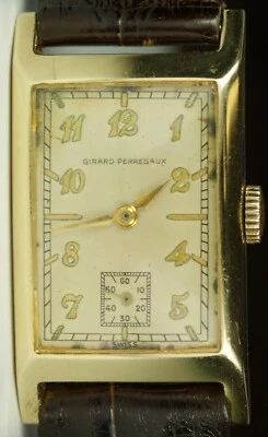 Reloj suizo vintage años 30 Girard Perregaux oro 14K Art Deco tanque Foto 1 de 4
