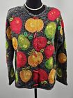 Design Options Philip Jane Gordon Grey Knit Apple Sweater Fall Fruit Cardigan M
