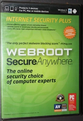 WEBROOT Software Secure Anywhere Internet Security Plus PC Mac NEW. 2013. 3 Dev - Image 1 of 2