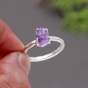 Amethyst Rough Ring, 925 Sterling Solid Silver Ring, Women Ring, Gift For Her - Picture 1 of 6