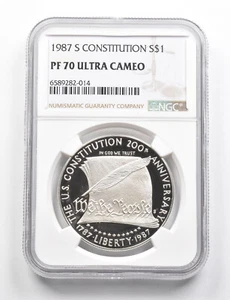 PF70 UCAM 1987-S Constitution Bicentennial Commemorative Silver Dollar NGC *9839 - Picture 1 of 3