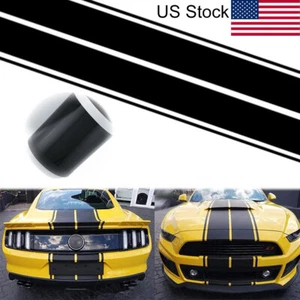 For Ford Mustang Etc 78.7'' Black Hood Roof Rally Racing Stripe Vinyl Sticker - Picture 1 of 12