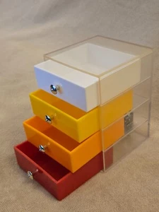 MCM Music Jewelry/Trinket Box Clear Plastic w Colored Drawers Godfather Tune - Picture 1 of 15