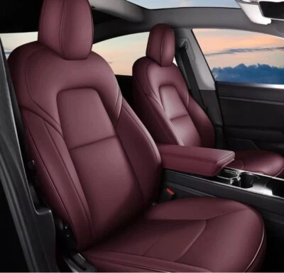 AOMSAZTO Car Seat Cover for Tesla Model Y 23-24 Full Set Customized All-In Wine - Image 1 of 4