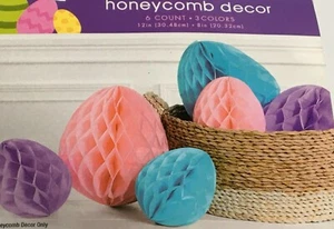 NEW 6 PC HONEYCOMB EASTER EGGS DECOR PARTY 12 INCH FREE SHIP - Picture 1 of 1
