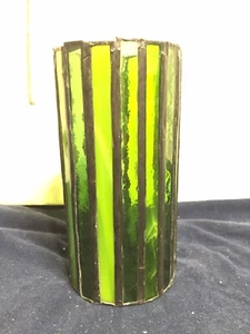 6" große grüne handgefertigte Buntglas Stumpenkerzenabdeckungen - Bild 1 von 8