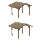 2 Pack Thatched Cottage Model Ornaments Sand Table Miniature